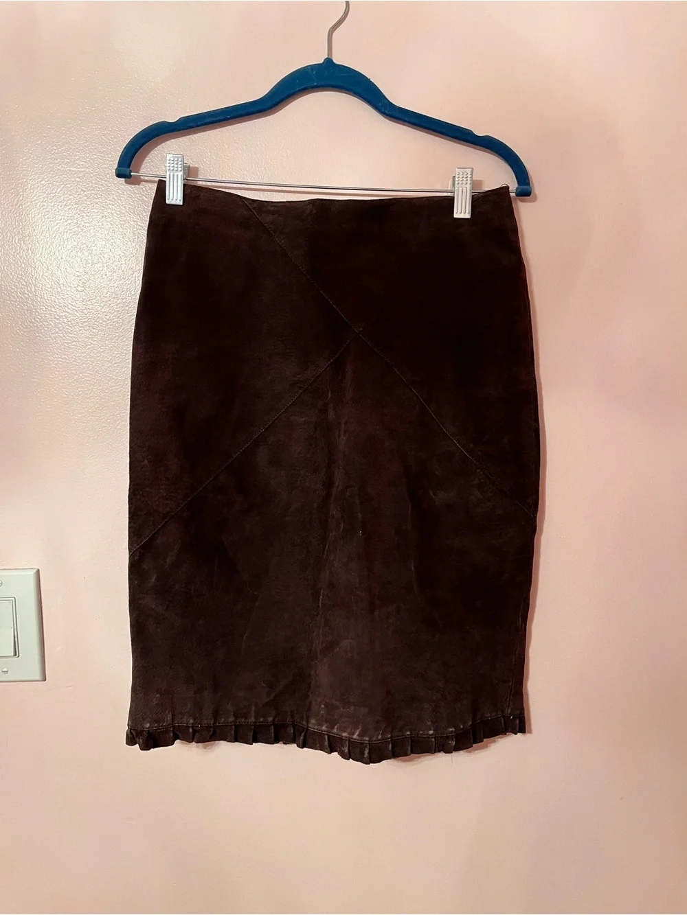 Brown Suede Pencil Skirt - Brand: